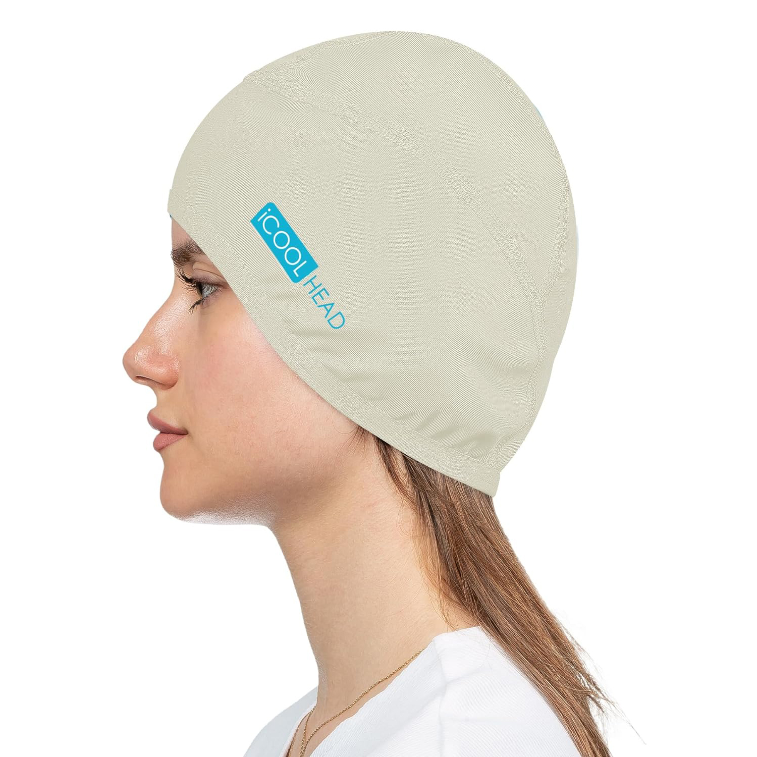 iCool Head Swimming Cap, Beach Cap, Cyclist's Beanie, Helmet Beanie, Hiking Hat (Ecru)